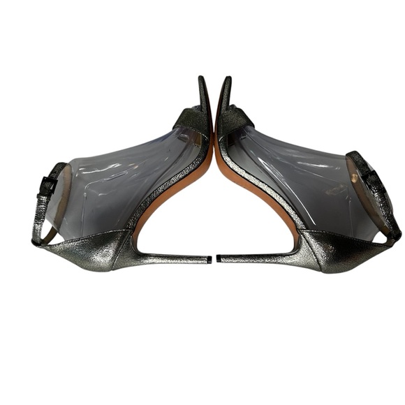 TORY BURCH Size 9 Keri Crackled Metallic Pewter Leather‎ Stiletto Sandals Heels. - Picture 6 of 15